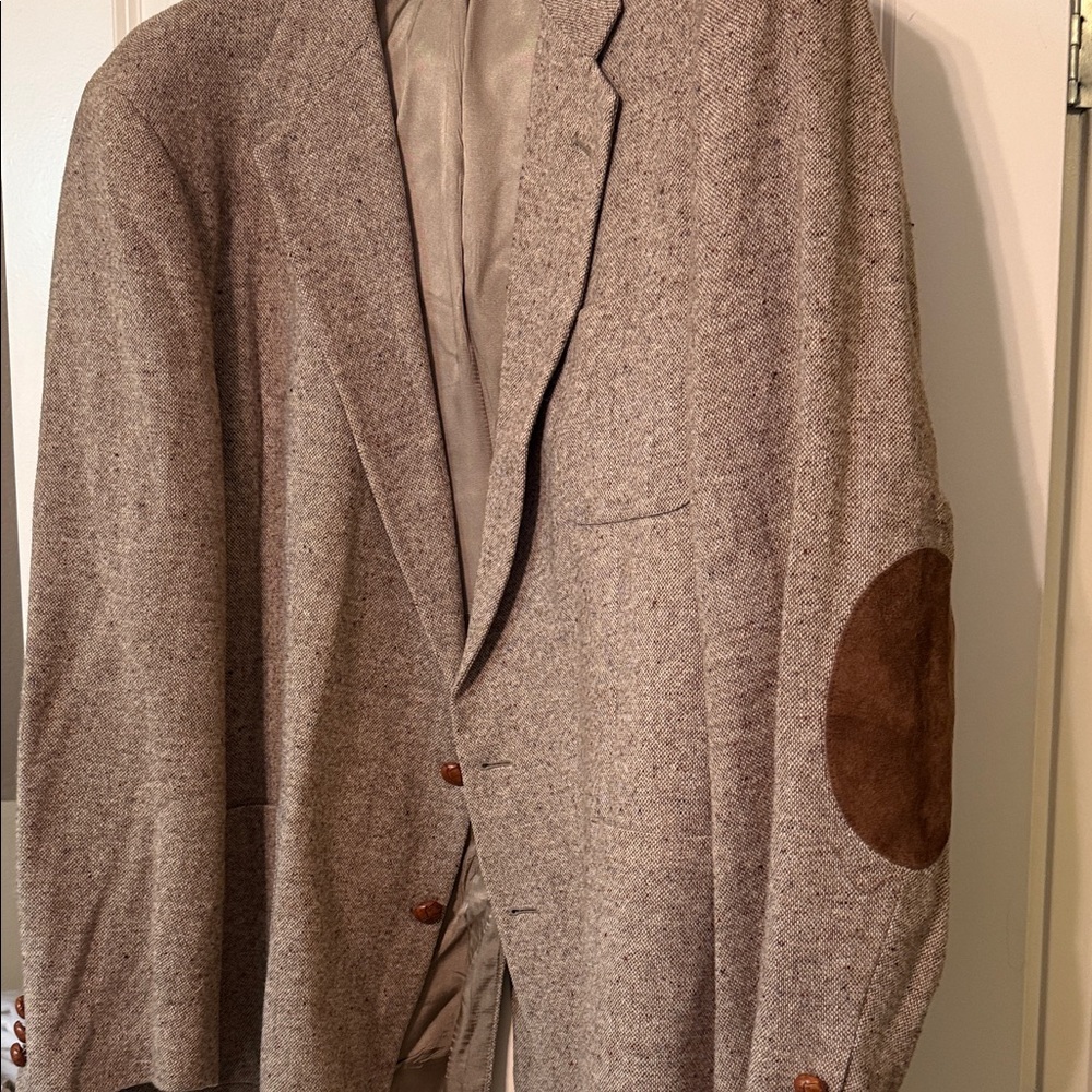 Classic Tan Men's Blazer with Elbow Patches